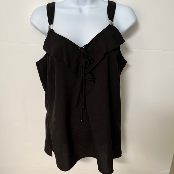WHBM Black Ruffle Top - Picture 2 of 5